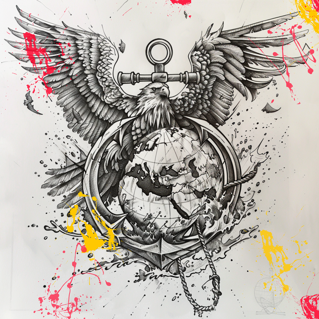 an abstract graffiti portait of the marines eagle globe an anchor